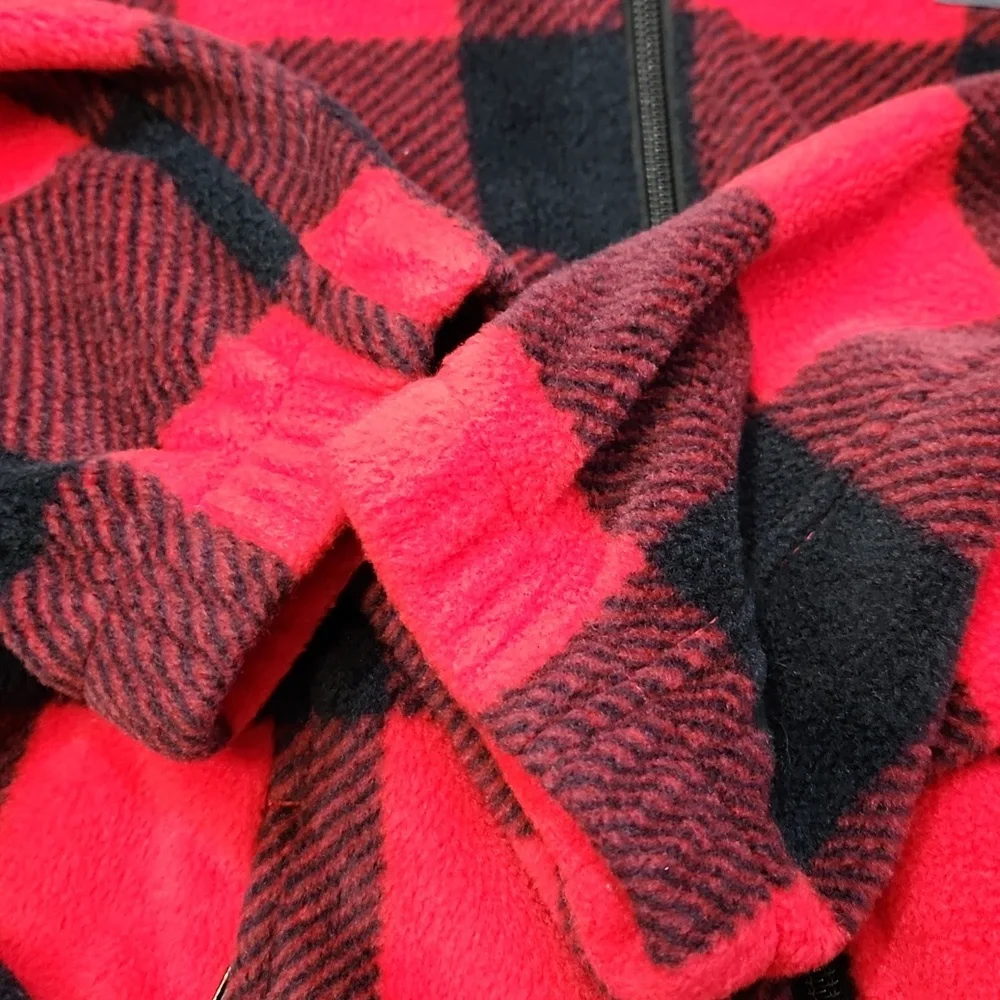 Columbia Womens Red & Black Plaid/Checkered Full‎ Zip Fleece Jacket Size Med